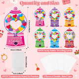 48 Set Valentines Day Gumball Machine Candy Holder Greeting Card, Funny Exchange Card Bulk With Treat Bag For Kids Classroom Activities, Diy Exchange Gift For Boy Girl Valentines Party Favors