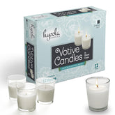 White Votive Candles In Glass - Pack Of 12 Votive Candle - 12 Hour Burn Time - Unscented Votive Candles - European Made Glass Votives