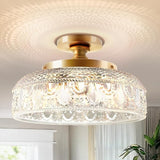 12 Inch Gold Globe Glass Ceiling Light 3 Light Semi Flush Mount Fixture