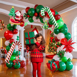 Merry Christmas Green Red White Balloon Garland Arch Set 117Pcs With Christmas Tree Santa Candy Cane Star Cookie Mylar Balloons For Winter Friendsmas New Year'S Eve Decoration