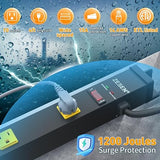 Heavy Duty Metal Power Strip 10 Outlets 4FT Extension Cord 2100J Surge Protector 15A 1875W Black