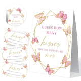 How Many Kisses Bridal Shower Game, Butterfly Bridal Shower Sign And 50 Cards, Bridal Games For Showers, Engagement Party Games, Wedding Shower Decor, Bridal Shower Gifts For Couples,2