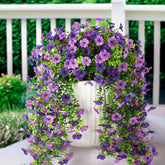 Artificial Hanging Flowers Plants For Outdoor Spring Summer Decoration, 2Pcs Faux Silk Daisy Uv Resistant Look Real For Outside Home Indoor Planter Porch Garden Yard Decor(Dark Orchid)