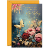 Beautiful Gold Birthday Cards For Grandma - Wonderful Golden Butterfly - Elegant Traditional Pretty Birthday Card For Grandma From Granddaughter Grandson, A5 Gran Gorgeous Greeting Cards Gift
