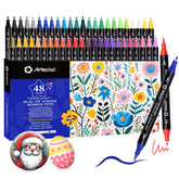 Acrylic Paint Markers 48 Colors, Acrylic Paint Pens With Brush Tip And Fine Tip For Stone, Rock Painting, Paper, Pumpkin, Wood, Egg, Canvas, Ceramic, Fabric, Leather, Glass, Diy Crafts