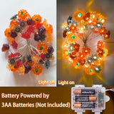 Fall Decor 3D Pumpkin Acorn Maple Leaves String Lights- 17Ft 50 Led Thanksgiving Fairy Lights Battery Operated With Time