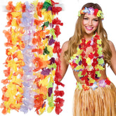 50Pcs Colorful Hawaiian Leis For Luau Party, Tropical Flower Garland Bulk, Summer Beach Pool Birthday Favors, Graduation Wedding Decorations
