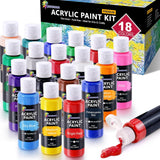 Acrylic Paint, 18 Colors Acrylic Paint Set, 2Oz/59Ml Bottles, Premium Paints For Artists, Kids, Beginners And Adults On Canvas Rocks Wood Ceramic Fabric
