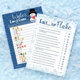 Winter Holiday Party Games Emoji Picture Guessing And Fact Or Flake Winter Trivia 2 Game Bundle For Kids - 25 Dual Sided Cards