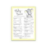 Gender Neutral Baby Shower Games — Baby Trivia Game — Pack Of 25 — Yellow Elephant Little Peanut Theme, Fun Facts Couples Shower Activity, Gender Reveal Party G521-Trv