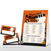 What'S Your Halloween Name Game - Halloween Party Game Sign For Boys Girls - Family School Classroom Activities - 1 Standing Sign And 30 Stickers - Kids Autumn Party Supplies Decorations(02)