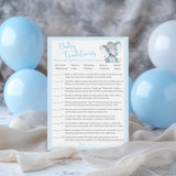 Blue Elephant Baby Shower Games — Baby Traditions Around The World Game — Pack Of 25 — Fun Facts Trivia, Little Peanut Boy Baby Shower Activity, Couples Shower Gender Reveal Party G501-Btw