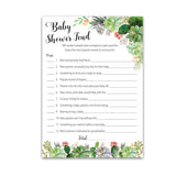 Succulents Baby Shower Feud Game — Pack Of 25 — Fun Shower Family Feud Game, Floral, Green, Succulent Trivia Couples Shower Activity, Greenery Rustic Gender Neutral Fued G300-Bsf