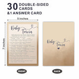 Baby Trivia Game Card For Baby Shower, 5"X 7" Khaki Double Sided Fill-In Game Set For Baby Boy Or Girl, 30 Cards & 1 Answer Card, Gender Reveal Games, Party Favor & Decorations - F6