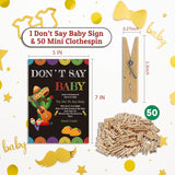 Don'T Say Baby Game For Baby Shower, 50 Wooden Clothespins And One Sign, Fiesta Taco Theme, Pins For Baby Shower Decorations, Gender Reveal Games, Baby Shower Supplies-Bb17