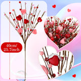 12 Pcs Valentine'S Day Artificial Flower Stems Valentines Red Berry Heart Floral Picks Spray Branches For Flower Arrangements Vase Filler For Mother'S Day Wedding Gifts Home(Red, Pink)