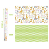 Reversible Baby Shower Wrapping Paper For Kids Girls Boys - 17 Inch X 33 Feet - Lion Giraffe Animals & New Baby Design For Neutral Baby Shower Party Birthday Holiday