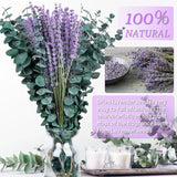 110 Pcs Mix Dried Eucalyptus Stems & Lavender Bundle For Shower, 17" Natural Real Preserved Eucalyptus Leaves Greenery, Lavender For Hanging Shower Plants, Flower Arrangements, Vase Decor