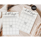 50 Bridal Bingo Cards (50-Cards) Gift Wedding Shower Engagement Game Activity, Bachelorette, Rehearsal Dinner, Minimalist