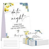 Blue Tiles And Lemons Date Night Game, Date Night Ideas Sign With 50 Cards, Bridal Shower Game, Modern Bridal Shower Decorations, Wedding Date Night Advice - 02