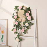 5Ft Artificial Rose Flower Garland - Blush Pink Fake Floral Vine With Rose Leaves, Runner Rustic Flower Garland For Wedding Arch Backdrop, Table Runner Centerpieces, Party Home Mantel Decor