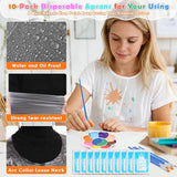 10Pack 8X10 Inch Canvas And Easel Set, Art Canvas Boards Bulk With Easel Stand, Mini Acrylic Paint & Brushes Set, Paint Trays, Sip And Paint Kit For Adults Couples Day Night Paint Party