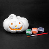 Horizon Group Usa Paint Your Own Ceramic Pumpkin, Mini Led Light Up Pumpkin, 3 Acrylic Paint Pots, Mini Paintbrush