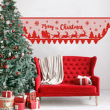 Christmas Mantle Scarf - Merry Christmas Fireplace Decorations - Red Lace Mantel Cover Garland Runner With Snowflake Reindeer Tree Santa Claus - Winter Holiday Home Living Room Decorations Indoor