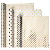 Gold Birthday Wrapping Paper Roll - Mini Roll - 3 Rolls - 17 Inch X 120 Inch Per Roll - Gold Design For Birthday, Baby Shower, Wedding, Party, Holiday