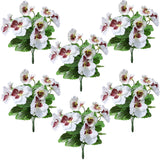 6Pcs Uv Resistant Artificial Flowers Artificial Pansy Bushes Faux Plastic Flower Fake Plants Indoor Outdoor Home Garden Decoration (White)