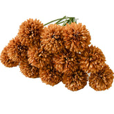 12Pcs Light Brown Flowers Silk Ball Chrysanthemum Artificial Flowers 12.5" For Home Kitchen Wedding Party Decorations New Year And Valentine'S Day