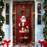 Merry Christmas Door Cover Red Green Santa Claus Door Banner Funny Christmas Wreath Santa Claus Door Cover Decoration For Front Door Or Indoor Home Decor Red Green Christmas Party Gifts
