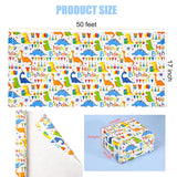 Dinosaur Birthday Wrapping Paper Roll - Mini Roll - 17 Inches X 50 Feet - Happy Birthday Wrapping Paper Kids Wrapping Paper Rolls Boy Dinosaur Gift Wrap Paper Dinosaur Party Favor Happy Bday Wrap