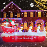 10 Ft Christmas Inflatables Outdoor Decorations Santa Claus On Sleigh, Blow Up Cute Elks Pulling Santa'S Inflatable Yard