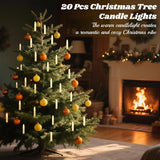 Christmas Tree Candle Lights 20 Led, Flickering Clip On Flameless Candles With Remote Timer & 4 Modes, Xmas Tree Candle Lights Holiday Ornaments For Trees Windows Party Wedding, Beige