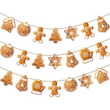 3Pcs Christmas Gingerbread Banners Gingerbread Snowflake Tree Theme Decorations Xmas Winter Party Hanging Decorations For Christmas Winter Holiday Party Supplies