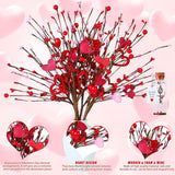 Valentine'S Day Gifts, 6Pcs Heart-Shaped Berry Picks, 16.5 Inches, Artificial Flower, Red, Romantic/Valentine'S Day, Flower Stems, Artificial Hearts