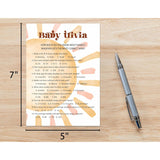 Baby Shower Games For Boy, Boho Sun Baby Trivia Baby Shower Game, Sunshine Here Comes The Son Gender Reveal Games, Set Of 25 Cards(Bohosun002)