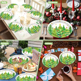 50Pcs Christmas Tree Oval Paper Plates 11Inch Holiday Winter Xmas Tree Table Platter Disposable Dish Tray Winter Tableware Set For Merry Xmas Birthday Party Dinner Supplies