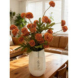 Pompon Mum Artificial Flower, High Quaulity Faux Silk Mini Chrysanthemum With Stems, Bulk Fake Wedding Filler Flowers For Diy Bouquet Centerpieces Arrangements Shower Decorations (6, Orange)