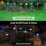 6 Pack Solar Butterfly Stake Lights Multi Color LED Garden Landscape Pathway Decor