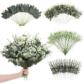 120 Pcs Mixed Artificial Eucalyptus Leaves Stems Bulk,Baby Breath Artificial Flowers Bulk With Eucalyptus Leaves Greenery Stems For Diy Bouquets Wedding Floral Home Decor (Green-120Pcs)