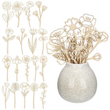 36 Pcs Wooden Wildflower Decor Set Wood Flowers Cutout Signs Wildflowers Stems Laser Cut Flowers For Home Birthday Holiday Art Diy Decoration