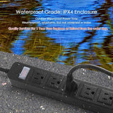 Outdoor Weatherproof Power Strip 5 Outlets 5FT Flat Plug Extension Cord Surge Protector