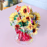 Sunflower Bouquet Pop Up - Flower Bouquet Card For Women, Gifts For Birthday, Get Well Soon, Sympathy, Retirement, Congratulations (Sunflower)