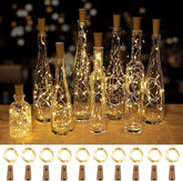 10 Pack Wine Bottle Lights with Cork 20 LED Battery Operated Waterproof Silver Wire Fairy Lights for DIY Party Bar Wedding Christmas Decor