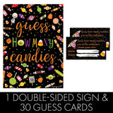 How Many Candies Halloween Party Guessing Game – How Many Candies Are In The Jar Game For Kids, Trick Or Treat Party, Fall Festival, Classroom Activity, Or Office Contest (1 Sign With 30 Cards)