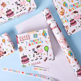 Farm Animal Wrapping Paper Roll For Boys Girls Kids - Cute Cow, Chick, Sheep, Horse Design Birthday Gift Wrap For Baby Shower Holiday Birthday Party - 17 In X 20 Ft(Total 28.5Sq.Ft)