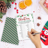 30 Pack Finish The Phrase Christmas Party Game Cards - Green Leaf Minimalist Design Fun Xmas Games Activity For Office Groups,Xmas Events Christmas Party Decorations (5" X 7") - A04