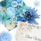 Blue Silk Flowers, Artificial Flower Combo Box Set With Stems For Bridal Wedding Bouquets, Table Centerpieces Decor, Floral Arrangement Home Decor